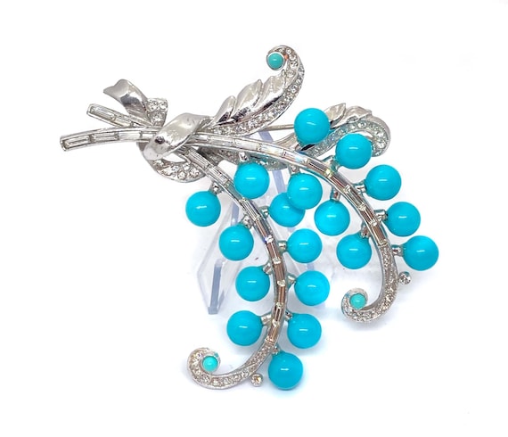 Large 1930s - 1940s Turquoise Ball, and Crystal B… - image 1