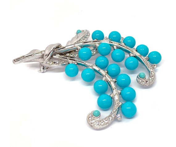 Large 1930s - 1940s Turquoise Ball, and Crystal B… - image 5