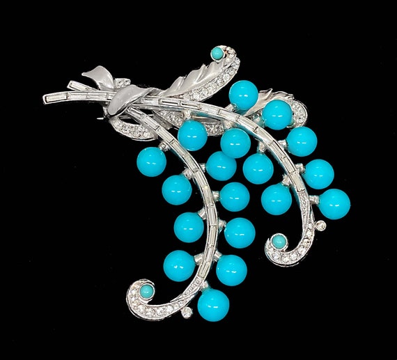 Large 1930s - 1940s Turquoise Ball, and Crystal B… - image 8