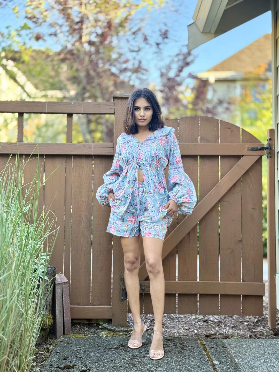 two piece vacation dresses Cotton Resort Wear Set|summer Dress|boho Handblock Dress|flowy Travel Outfit|floral Co-ord Set Women Hand Wash Cold Women's Two Piece Skirt Sets