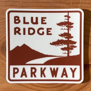 Blue Ridge Parkway Sign Sticker - 3" North Carolina Virginia Waterproof Vinyl Decal Illustrated Travel Souvenir BRP Roanoke Asheville