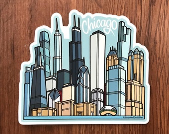 Chicago Sticker - 3.5" or 4" (8.9cm or 10.2cm) City Skyline Travel