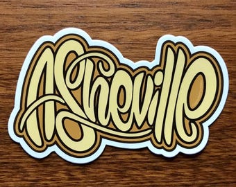 Asheville VEHICLE SIZED Sticker | Hand Drawn Lettering | Length 4 Inches