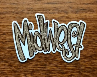 Midwest Sticker - 4" Lettering Travel Waterproof Vinyl Decal Laptop Water Bottle Decal Bumper Graphic Whimsical Wooden Sticks Typography