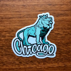 Chicago Sticker - 3.75" Lion Art Travel Waterproof Vinyl Decal Laptop Water Bottle Bumper Souvenir Illustrated Cute Museum Gift