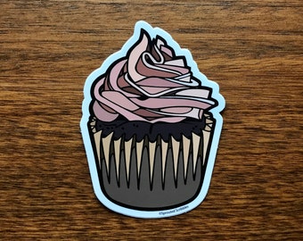 Cupcake Sticker - 4" Chocolate Food Pastry Dessert - Waterproof Vinyl Decal - Laptop Water Bottle Bumper