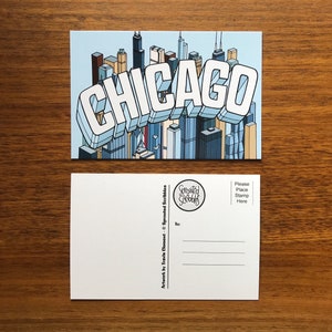 Chicago Postcards (2) - 6" x 4" City Skyline Travel Trip Souvenir