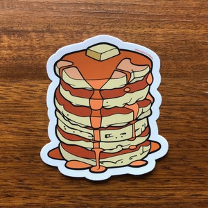 Pancakes Sticker - 4" Waterproof Vinyl Decal - Pancake Syrup Stack Breakfast Yum Food - Laptop Water Bottle Bumper