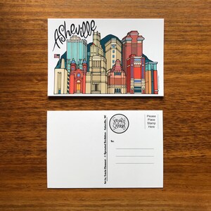 Asheville Postcards (2) - 6" x 4" Downtown City Buildings Travel Trip