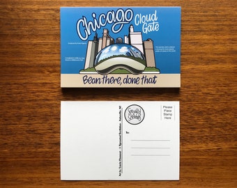 Chicago Postcards (2) - 6" x 4" Bean Cloud Gate Millennium Park Travel Trip