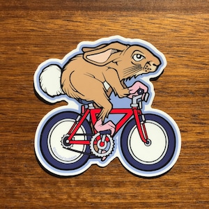 Biking Swamp Rabbit Sticker - 4" Greenville SC Bunny Cycling Cute Animal - Waterproof Vinyl Decal - Laptop Water Bottle Colorful Bumper Art