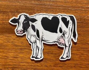 Cow Sticker - 4.1" Cute Dairy Farm Animal Vegan Vegetarian Spotted Cattle - Waterproof Vinyl Decal - Laptop Water Bottle Bumper