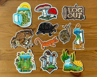 Forest Hike Sticker - 3.5" to 4.5" Cute Funny Outdoors Nature Lover - Waterproof Vinyl Decal - Laptop Water Bottle Bumper