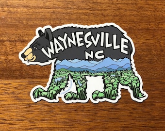 Waynesville MAGNET - 4.5" NC Bear Mountains - Refrigerator Decorative Travel North Carolina