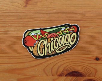 Chicago Hot Dog Sticker | Colorful Weatherproof Vinyl Decal