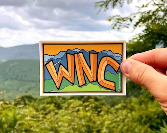 Western North Carolina Mountains Sticker | VEHICLE SIZED | WNC Sunrise | Weatherproof Vinyl | Length 4.25 Inches