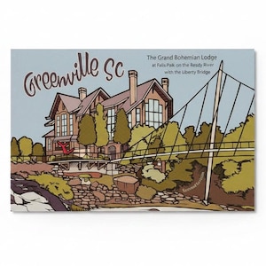 Greenville Grand Bohemian Postcard 2 PACK | Liberty Bridge | South Carolina | by Sprouted Scribbles