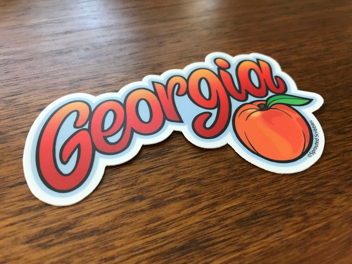 Georgia Peach Sticker 45 114cm Travel Ga Atlanta Etsy