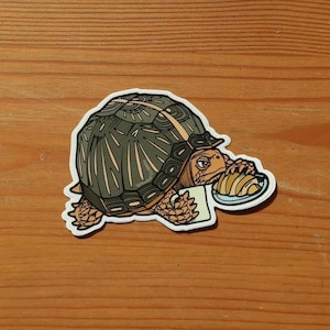 Breakfast Turtle LAPTOP or WATER BOTTLE Sticker | Croissant | Waterproof Vinyl Decal | Length 3.5 Inches