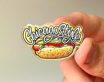 Chicago Pin | Acrylic | Hot Dog | 1.75 Inches