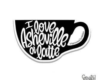 Asheville Latte Sticker | Coffee Mug Shape