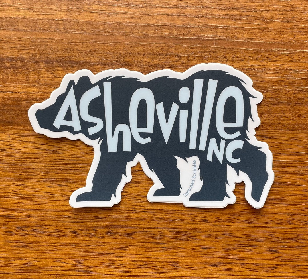 Asheville Sticker 3.5, 4, 5 Bear Illustrated Vinyl Decal North Carolina ...