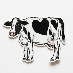Dairy Cow Sticker | Weatherproof Vinyl Decal | Farm Animal | Length 4 Inches | by Sprouted Scribbles
