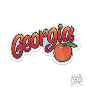 Georgia Sticker - 4.5" Peach GA Illustrated Vinyl Decal State Travel Souvenir Symbol