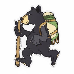 Backpacking Bear Sticker | Length 4 Inches | by Sprouted Scribbles