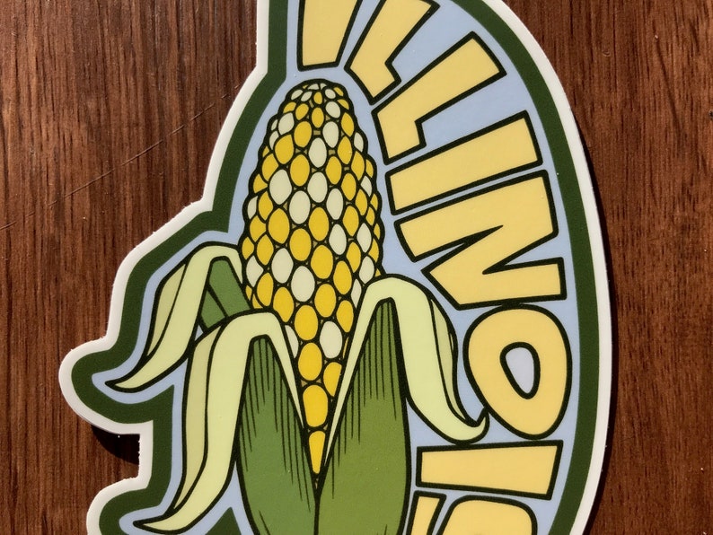 Illinois Sticker 4.5 Corn Midwest Chicago Waterproof Vinyl Decal Laptop Water Bottle Illustrated Decal Bumper Peoria Decoration Sticker image 4