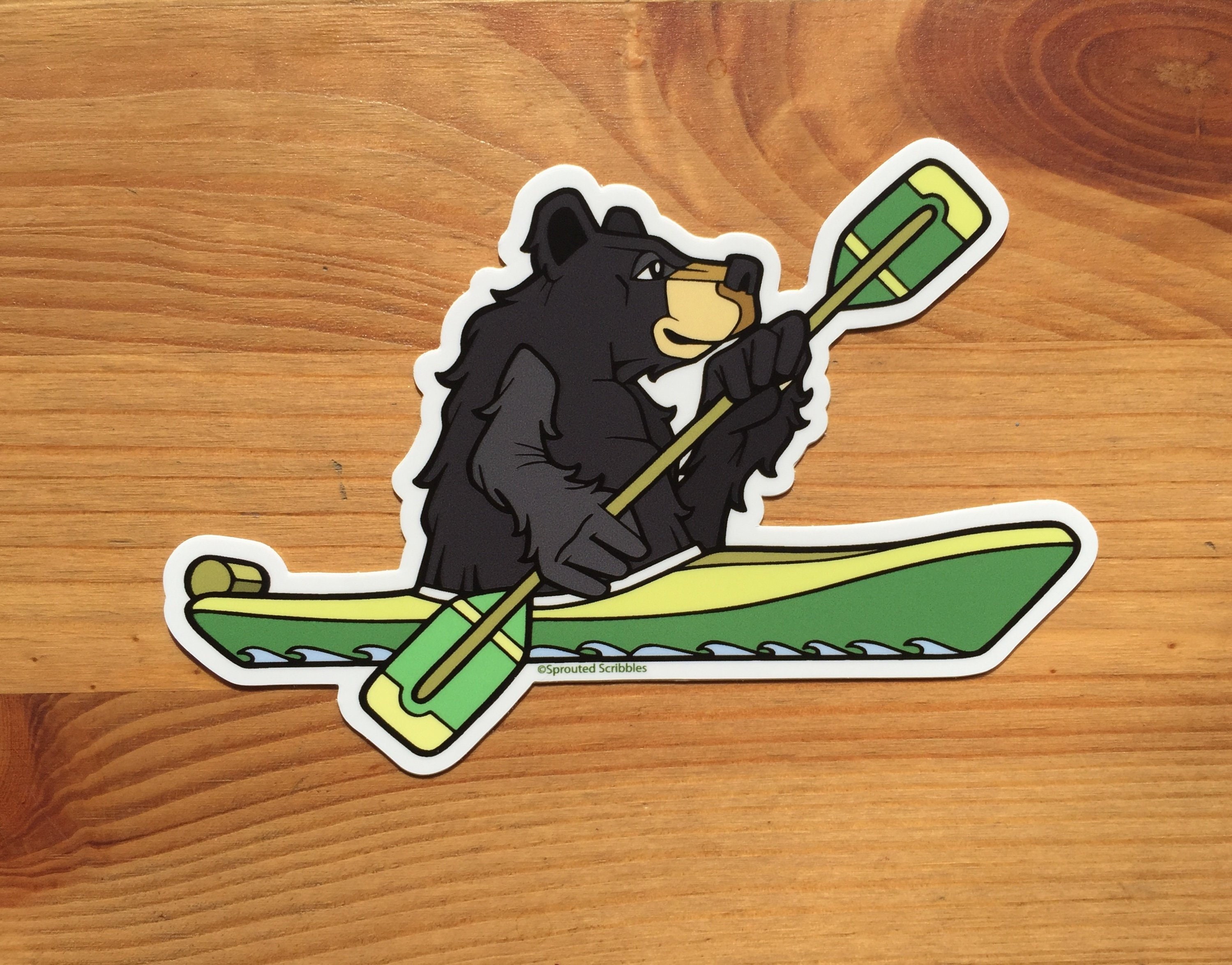 Kayaking Sticker 4 10.2cm Bear Kayak Kayaker Cute Etsy UK
