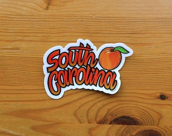 Calcomanía de vinilo resistente a la intemperie con diseño de melocotón de Carolina del Sur