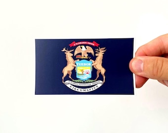 Michigan Flag VEHICLE SIZED Sticker | Weatherproof Vinyl | Length 4.8 Inches