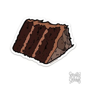 Chocolate Cake Wedge Sticker - 4&quot; Waterproof Vinyl Decal Dessert Food Illustrated Cake Slice Pastry Art