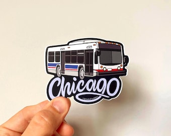 Chicago Bus VEHICLE SIZED Sticker | Length 3.75 Inches