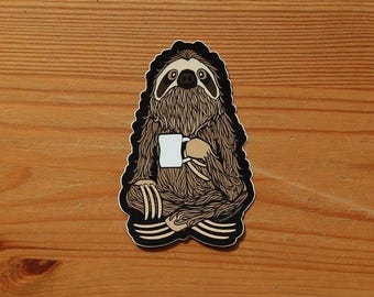 Coffee Sloth | Weatherproof Vinyl Bumper Sticker