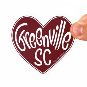 Hand Drawn Greenville SC Heart Sticker | Weatherproof Vinyl Decal (Sprouted Scribbles)