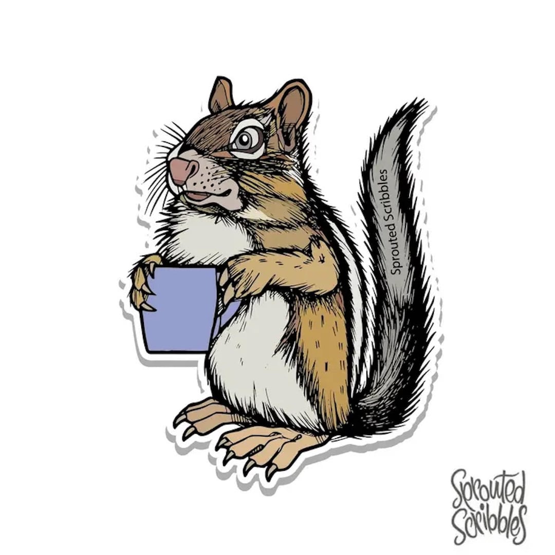 Chipmunk Sticker Coffee Chipmunk Sticker - Etsy