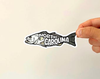North Carolina Fish VEHICLE SIZED Sticker | Spotted Trout Fishing Decal | Weatherproof Vinyl | Length 5 Inches