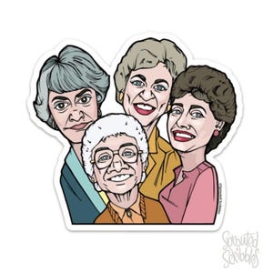Golden Girls Sticker - 3.5&quot; or 4&quot; Illustrated Waterproof Vinyl Decal Funny Character Art Television Comedy Series