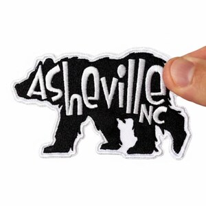 Écusson Asheville | Ours | Repasser entièrement brodé | Pour les vêtements de chapeau de sac à dos | Longueur 4 pouces