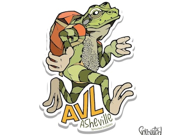 Asheville Frog Sticker | AVL Decal | Hiking Treefrog
