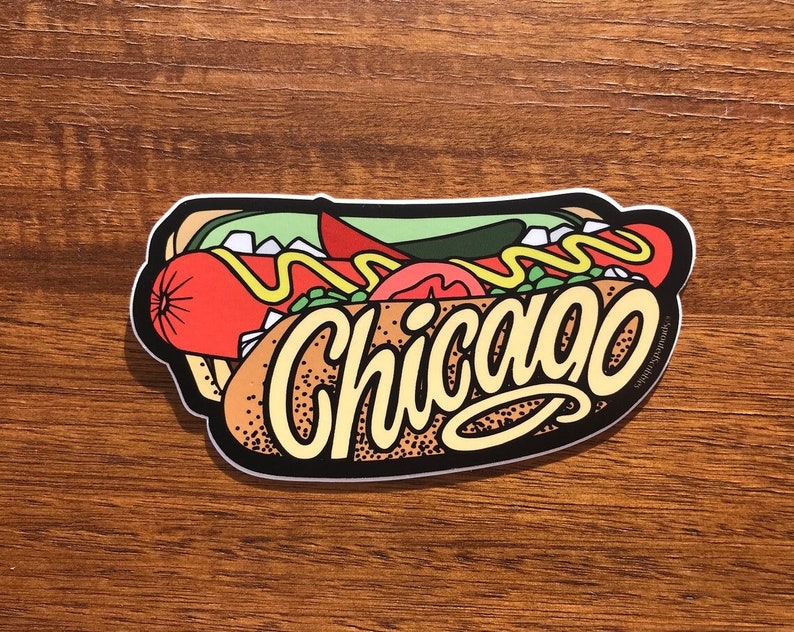 Chicago MAGNET 4 Hot Dog City Food Refrigerator Magnet Colorful Decorative Travel Souvenir Graphic Food Art image 1
