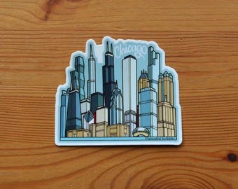 Chicago City Skyline VEHICLE SIZED Sticker | Travel Souvenir for Architecture Lover | Length 4 Inches