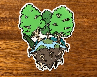 Earth Sticker - 4.5" Nature Trees Roots Outdoors Hiking Little, Nature Lover Gift - Waterproof Vinyl Decal - Laptop Water Bottle