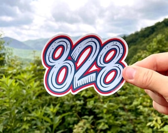 828 VEHICLE SIZED Sticker Western North Carolina Area Code | Weatherproof Vinyl Decal | Length 4.5 Inches