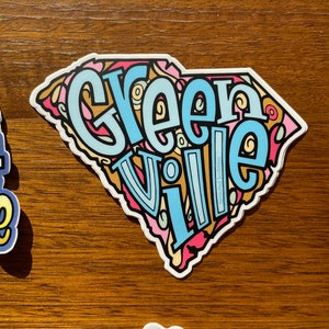 Greenville Sticker SC - 3.2" to 4.5" South Carolina Downtown City ...