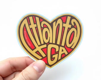 Atlanta Heart VEHICLE SIZED Sticker | Length 3.5 Inches