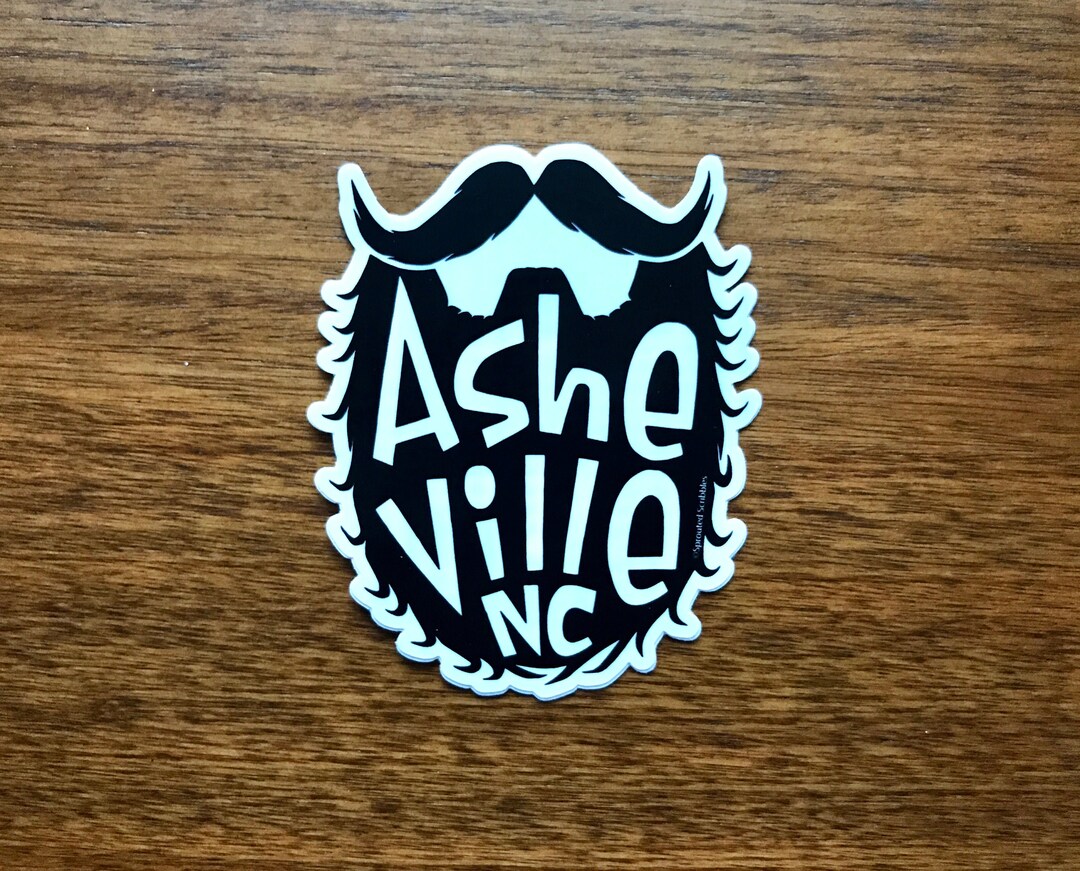 Asheville Sticker 4.25 Beard Illustrated Vinyl Sticker North Carolina ...