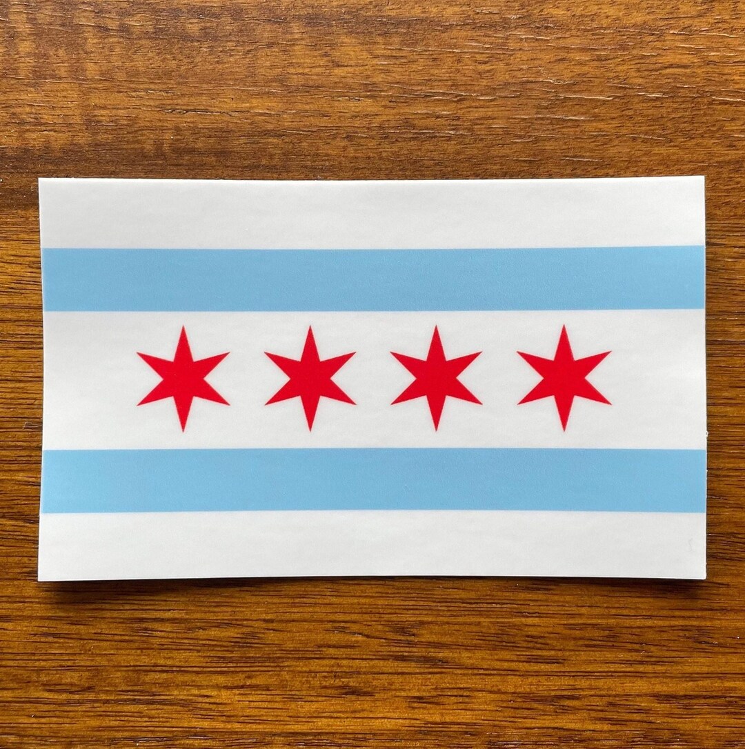 Illinois Shaped Chicago Flag Sticker – Vinyl Decal With 4 Red Stars – Native Love For The City